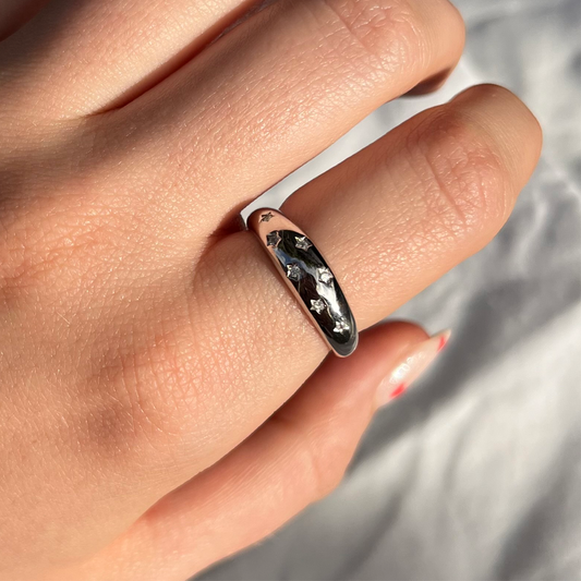 Sparkling stars ring - silver