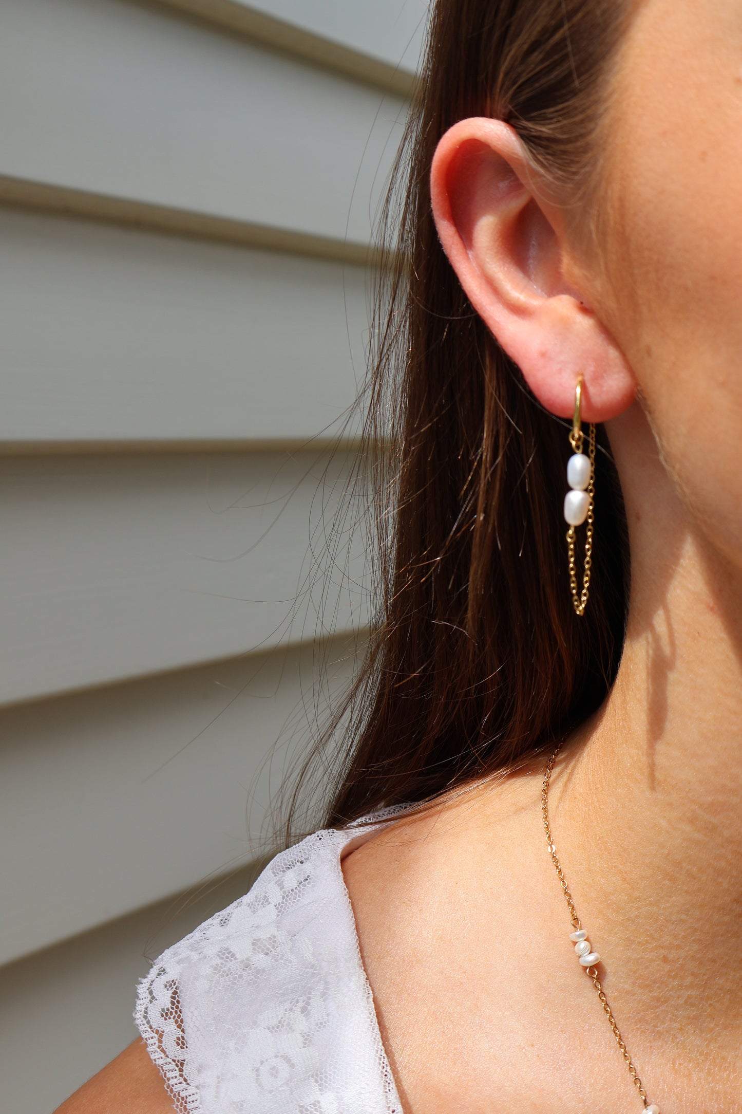 Dangling pearls - silver & gold