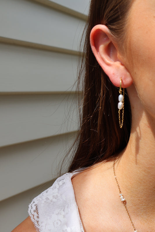 Dangling pearls - silver & gold