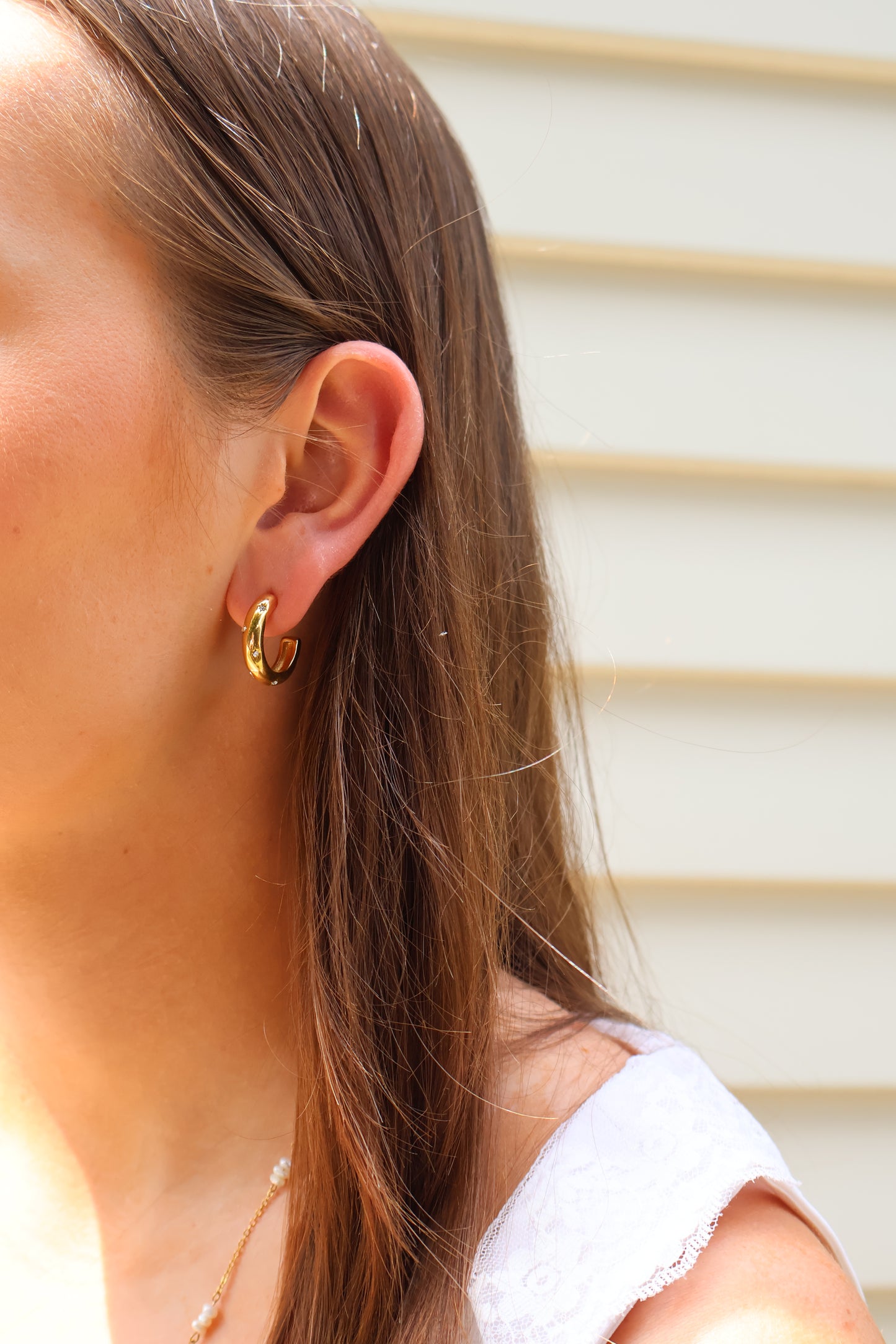 Sparkling gold hoops