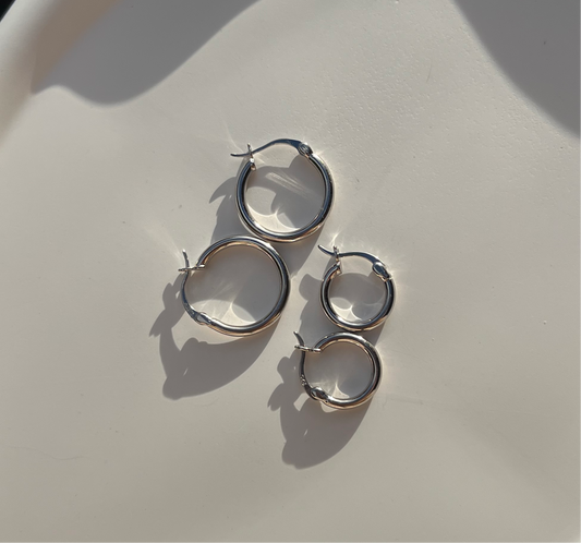 Mini silver hoops