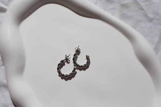 Silver croissant earrings