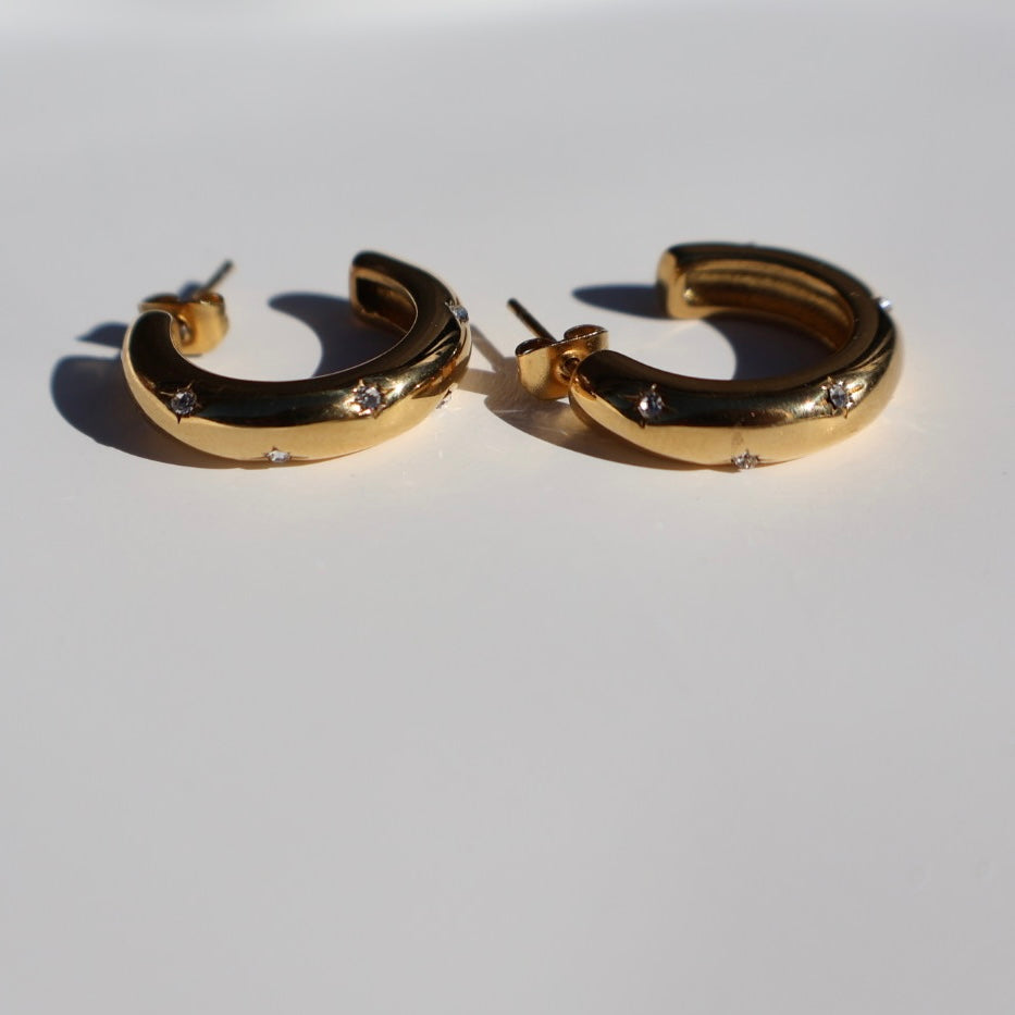 Sparkling gold hoops