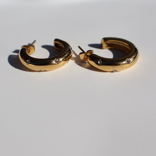 Sparkling gold hoops